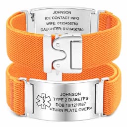 Personalized Medical Alert Bracelet for Men Customized Elastic Strap Stainless Steel Medical ID Bracelets Engraved Medic Info