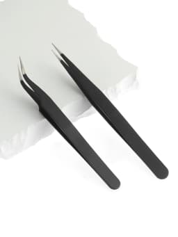 2pcs Anti-static Stainless Steel Tweezers Set Makeup Nail Art Eyelash Extension Tweezer Handmade Tool Kit for Maintenance Repair