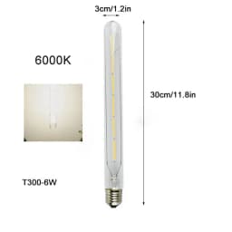 100-240V 6000K LED Filament Light Bulb 110V 120V 6500K Tubular Edison Bulbs T10 T185 T225 T30 T300 Long Tube 4W 6W 8W LED Bulb