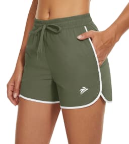 TACVASEN Womens Athletic Running Shorts with 2 Side Pockets Quick Dry Stretchy Workout Gym Shorts Elastic Waistband Activewear