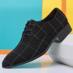 Plaid With Laces Gray Young Students Social Shoe for Men Casual Business Official Black Clothing Office New 39 Dress Shoes Man