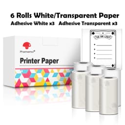 Phomemo 3 Rolls Self-adhesive Transparent Sticker Thermal Paper for T02 M02X Label Sticky DIY Photo Texts Study Notes Printing