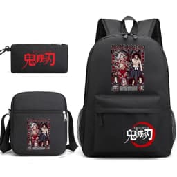 Demon Slayer Anime Print School Backpack Set 3Pcs with Shoulder Bag Pencil Case for Boys Girls