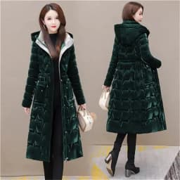 Thick Women's Windproof Long Mother's Down Cotton Coat Women's 2026 Winter Fashion Warm Slim Waist Wrapped Parka Hooded Lace-Up