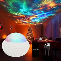Control USB LED Galaxy Projector Lamp 360° Auto Rotating Ball Atmosphere Night Lights Remote Northern Light for Room Party Decor