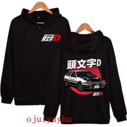 AE86 Zip Up Hoodies Initial D Korean Style Zippper Jackets Sweatshirts Anime Gothic Y2k Pullovers Mange Vintage Streetwear