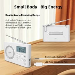 AIBEN C5S Mini Portable Radio Handheld Rechargeable Digital FM USB Charging Port Device Speaker