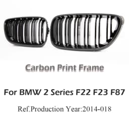 Front Bumper Kidney Grill M Color Carbon Print Fiber Chrome Performance Color Grille For BMW 2 Series F22 F23 F87 218i 220i 228i