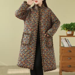 plus Size Women's Fleece Lined Oversized Mid-Length Jacket Autumn Winter Warm Cotton Coat Vintage Style Commute Friendly