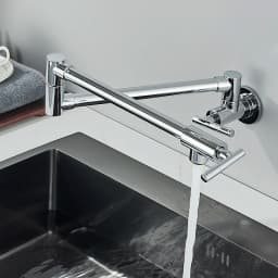 Baokemo Folding into the Wall Faucet 304 Stainless Steel Universal Rotation Faucet Kitchen Concealed Single Cold Faucet