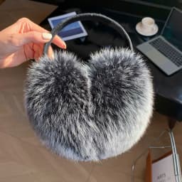2027 New Winter Natural Real Fox Fur Earmuffs Plush Warm Decorate Women Cute Solid Ear Warmer Headphones Neck Warm Bib Scarf