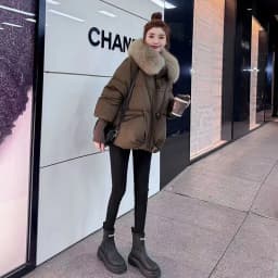 Loose Fit Thickened down Cotton Jacket Women's Winter Outerwear with Fur Collar Splicing Style plus Size Korean Fashion