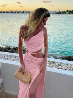 Elegant Sexy Hollow Drawstring Pleated Long Women's Summer Vacation Outfit Club Party Split Style Long Skirt Retro Vest Style