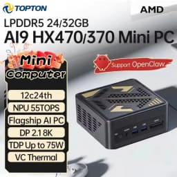Topton Gamer Mini PC AMD Ryzen AI 9 HX 470 370 365 H 255 MCIO USB4 32G LPDDR5 2*2.5G LAN 2*PCIe Desktop Mini Computer Windows 11