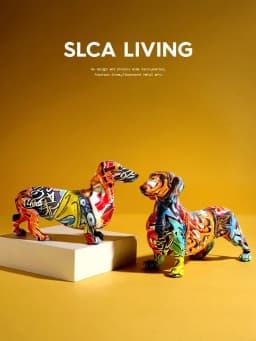 Creative Home Modern Painted Colorful Dachshund Dog Decoration Wine Cabinet Office Decor Desktop Crafts