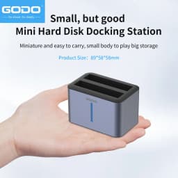 GODO USB 3.0 Dual Bay External Hard Drive Docking Station 2.5 Inch SSD HDD Dock Offline Clone Aluminum Hard Drive Enclosure