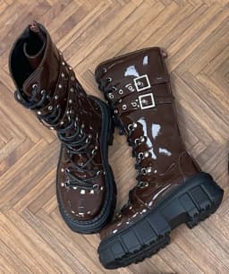 1/4 ID75 Knee-high Chunky-heeled Boots In Stock BJD Doll Shoes Boys Girls Black Brown Glossy Leather High Boots Doll Accessories