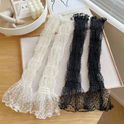 Summer Sunscreen Sleeves Shade for Women Polka Dot Lace UV Thin Breathable Oversleeves Cycling Driving Fingerless Sleeves