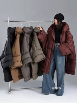 Janveny 2026 Newest Winter Loose Long Puffer Jacket Women Hooded 90% White Duck Down Coat Female Fluffy Warm Down Parka Outwear