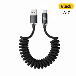 NNBILI 120W Fast Charging Type-C Cables A-C and C-C Retractable Coiled Charger Wire Sturdy Nylon Braided Cord for IPhone Samsun