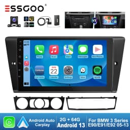 ESSGOO 9" Android 13 Car Stereo Radio Carplay/Android Auto Touchscreen GPS Nav BT RDS For BMW 3 Series E90 E91 E92 E93 2005-2013