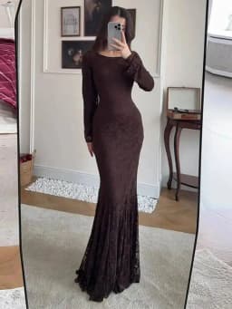 LGRQ 2026 New Elegant Round Neck Long Sleeved Waist Slimming Dress With Lace Shawl Temperament Women's Party Gown 19DB2591