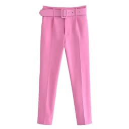 Spring Women's Slimming Versatile Belted Trousers Asymmetric Commute Sle High Waist Long Pants Casual Pants