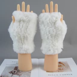 2026 New Fashion Real Rex Rabbit Fur Gloves Women Winter Genuine Fur Mittens Girl Fingerless Gloves Wrist Warmer Elastic Fluffy