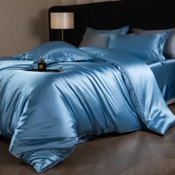 Silk Bed Sheets Set Luxury Bedding Set with Duvet Cover Fitted/Flat Bedheet Pillowcases Mixed with Rayon King Queen Full Twin