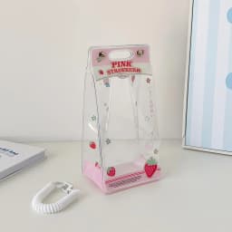 Cartoon Four Clover PVC Transparent Backpack Pendant Keychain Doll Bag Cute Storage Anime Figure Decoration Display Bag GirlGift