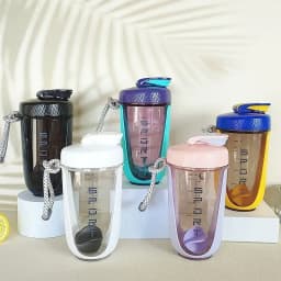 600ML Shaker Bottle with Plastic Whisk Ball BPA Free Plastic Protein Shakes Leakproof for Powder Workout Gym Sport