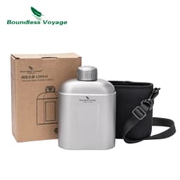 Boundless Voyage Titanium Bottle with Carry Bag 1.1L Open Flame Heating Canteen Camping Leakproof Drinkware for Hiking Ti3012D