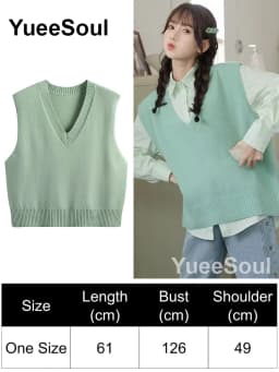 Green Knit Vest Printed Sleeveless Pullover Oversized Women Sweater Vest 2026 New Y2K Vintage Knitwear Women's Autumn Clothing