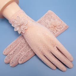 Women's Summer UV Resistant Ice Thin Driving and Cycling Touch Screen Anti Slip Breathable Short Sunscreen Lace Gloves