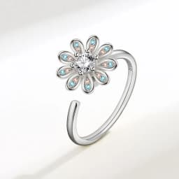 SMJEL Fidget Spinner Ring Anxiety for Women Multiple Crystal Flower Eye Butterfly Animal Ring Rotate Anti Stress Wedding Jewerly