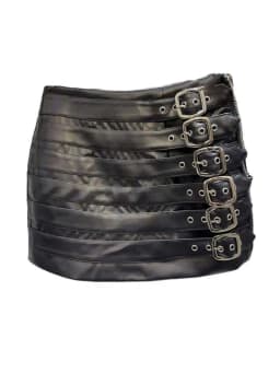 DEAT Trendy Women's Multi Belt PU Leather Mini Skirt 2026 Spring Fashion New Items High Waist Wrap Hip Skirts Female 11XX7390