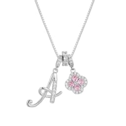 Women's A-Z Initial Letter Pendant Necklace Snake Chain Initial Alphabet CZ Pink Heart Necklace Adjustable Size Hypoallergenic