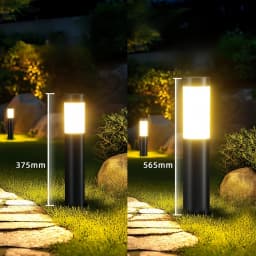 Solar Stainless Steel LED Modern Pathway Lights Upgraded Courtyard Outdoor Garden Cylindrical Lawn Light Outside Walkway Decor