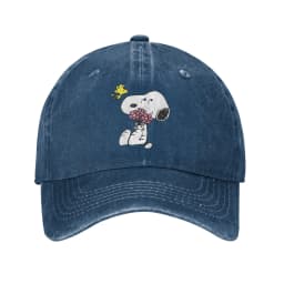Snoopy Joe Cool Baseball Caps Vintage Distressed Denim Cartoon Headwear Unisex Style Outdoor Activities Adjustable Fit Caps Hat