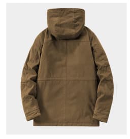 Middle Elderly Mens Pure Cotton Multi Pocket Workwear Jacket Mid Length Loose Windbreaker Spring Autumn Outdoor Windproof Daily