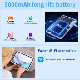 2026 Android 11 7" WiFi Tablet with Case,Max 6GB(2GB+4GB Expansion)RAM+32GB ROM,Quad Core,Dual 2MP Camera,3000mAh IPS Screen