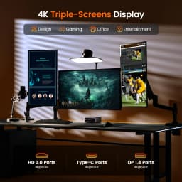 PELADN WO4 Mini Gaming PC - AMD Ryzen 5 5600H((6C/12T, up to 4.2Ghz,Beats 5700U/7430U) 16GB Dual Channel RAM 512GB SSD, Mini Desktop Computer with Dual NIC LAN 2.5Gbe, WiFi6, BT5.2, Type-C,sUPPORT Triple-Display Windows 11 Pro