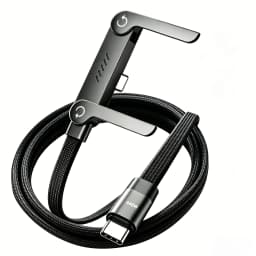 240W/65W Elbowed 180° Fast Charging Foldable Phone Holder, PD Cable Nylon Data Sync, For iPhone 17, Samsung, Xiaomi, POCO, Tesl