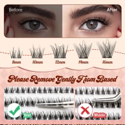 VYRILA Lashes Cluster D Curl DIY Lash Extension 3D Wispy Individual Lashes D Curl Eyelash Clusters 8-16mm Individual Lashes