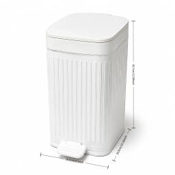 Apartment Dorm Essential Square Pedal Trash Can, Vertical Ribbed Matte Plastic Waste Bin with Bag Fixing Rim, Dual Foot & Press Lid, Odor Blocking Household Garbage Bin for Bedroom, Bathroom & Home Office