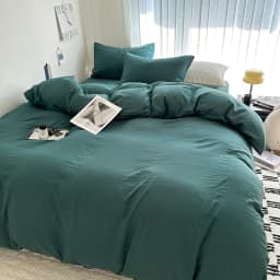 Solid Bed Linen Cotton Bedding Set with Sheet Duvet Cover Pillowcase Single Couple Bedsheet King Queen Double Twin Size