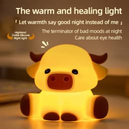 Highland Cattle Night Light With Timer Nursing LED Lights Anime Desktop Lamp Room Decorations Silicone Lamps Kids Birthday Gifts