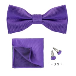 Solid Bowtie Pocket Square Cufflinks Set Business Men Neck 3pcs Bow Ties Handky Cufflinks Set Pocket Handkerchiet Accessories