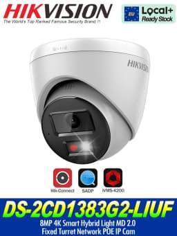 Hikvision DS-2CD1383G2-LIUF 8MP ColorVu Smart Hybrid Light POE IP Camera MD 2.0 Human Vehicle Detect MIC SD Slot IP67 CCTV IPC