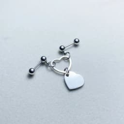 WKOUD Punk Heart Pendant Double Pierced Ears Stud Earring Ear Piercing Stainless Steel Tragus Lobe Daith Conch Helix Jewelry